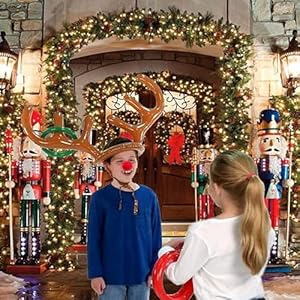 18 pieces inflatable reindeer antler ring toss game for christmas party games for kids adults holiday xmas games toys for family school carnival party supplies 3 antlers 12 rings3 red reindeer nose  urban country home decor