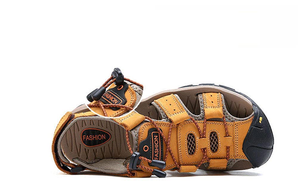 MLLM Uso Interno Suola in Schiuma,Sandali da Trekking in Pelle assonnati;Scarpe da Spiaggia da Uomo Outdoor-Yellow_41,per Interni Uomo Ciabatte