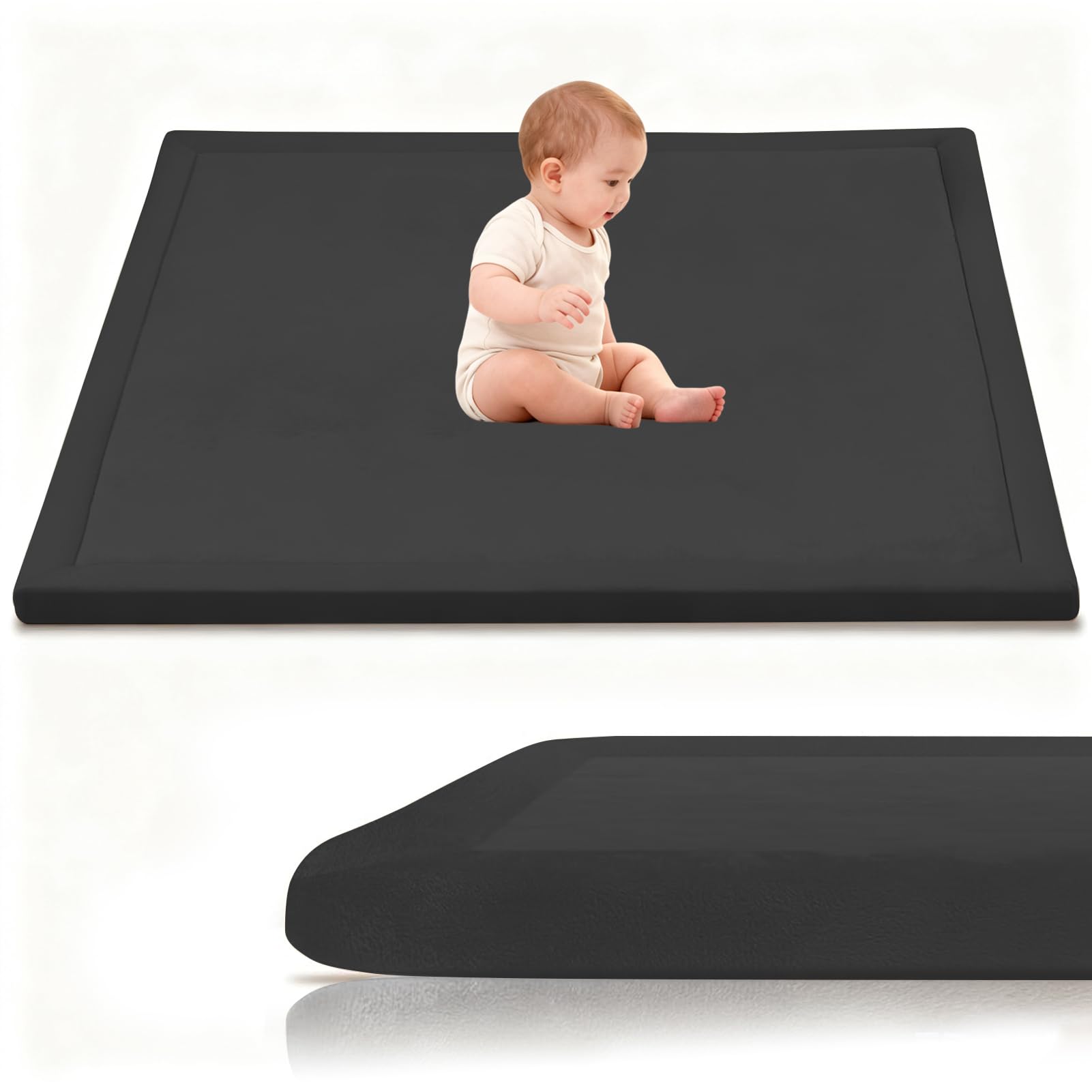 Stqyeiw 3cm Thick Baby Crawling Mat 180 x 300 cm Black Area Rug Kids Rug Nursery Rug Non Slip Play Crawling Mat for Nursery Baby Rugs Carpets Large Coral Velvet Baby Play Mat
