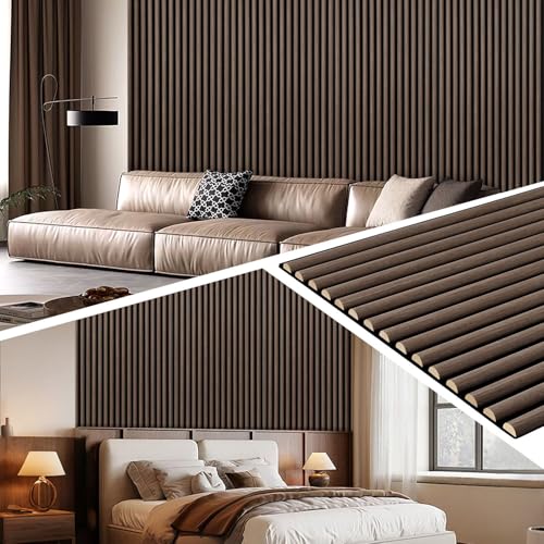 Vkechh 1 panel acústico de 120 × 60 cm, 0,72 m², paneles de madera semicirculares 3D en MDF y fieltro acústico, revestimiento acústico moderno de pared para casa y estudio, color negro nogal