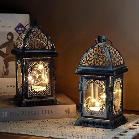TRIROCKS Decorative Candle Lantern Set of 2 Cover
