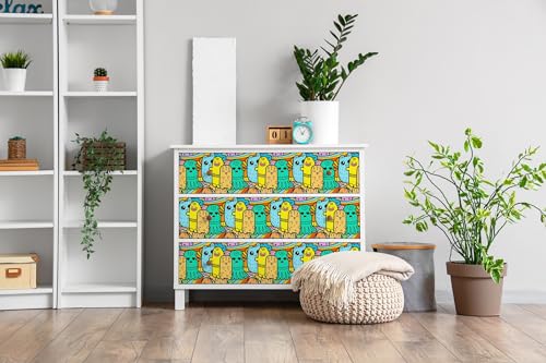 Papel pintado monstruos para tapar imperfecciones en muebles 3