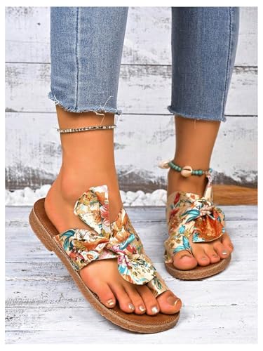 Image of GORGLITTER Women's Dressy Flat Sandals Trendy 2026 Vacation Beach Open Toe Thong Sandals Summer Slides | Trendy 2026, Vacation Beach, Open Toe Thong, Cute Summer Slides, Colorful Dressy Sandals,Party Sandals