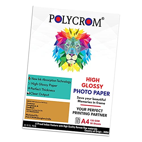 Image of Korean Photo Glossy Inkjet Paper A4 Size - White,Vibrant, Crisp, Smudge Proof, Dry Fast : 135 GSM 50 Sheets