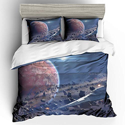 Chairs Bedding starry theme 3D printed planet and cosmic pattern 1 down duvet cover 2 pillowcase Suitable for teenagers and children,259 * 229cm
