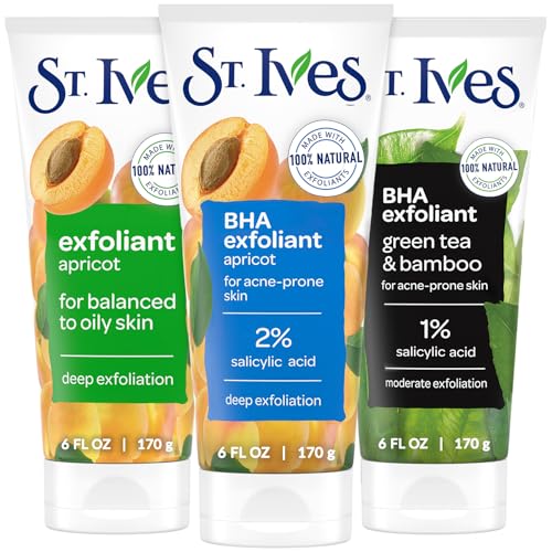 St. Ives Face Scrub, Exfoliant Variety 3-Pack, Fresh Skin & BHA