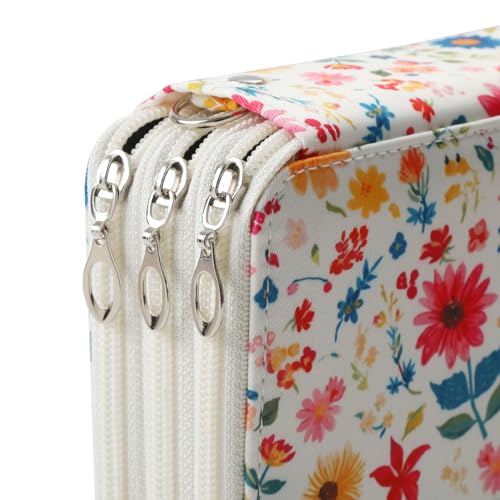 Image of Portable Colored 72 Slots Pencil case Organizer with Printing Pattern for Watercolor Pens, Pencil Case Organizer for Artist