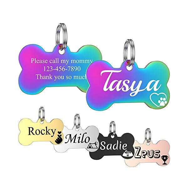 GISUERY Dog Tags Engraved Pet Tags Stainless Steel Custom Dog and Cat Name Tags Personalized Double-Sided Engraving Pet ID Tags with Trendy Icons/Symbols (Bone) GISUERY Dog Tags Engraved Pet Tags Stainless Steel Custom Dog and Cat Name Tags Personalized Double-Sided Engraving Pet ID Tags with Trendy Icons/Symbols (Bone)