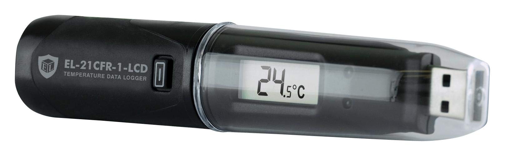 Registrador de datos W/LCD, Temp, -35 a 80 grados C, Data Logger Type USB Temperatura, 1 Canales, El-21Cfr Series, Capacidad de lectura 16379
