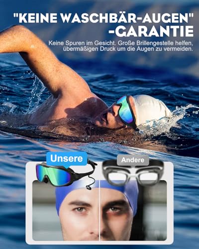Victoper Schwimmbrille 2 Stück, Schwimmbrille Herren und Damen mit Nasenklammer, Anti Leck/Nebel/UV-Schutz, 180° Panorama, Verstellbare Kopfband, für Erwachsene und Jugendliche
