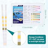 Huiguli 100 sztuk pasków testowych do akwarium, 9 w 1, zestaw do testowania azotu, amoniaku, węglanu, azotanów, azotanów, pozostałości chloriny, alkalicznych, pH, miedzi, pasków testowych do stawu