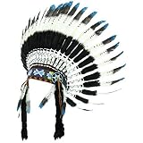 Gringo Tocado de cabeza indio, Azul (Negro Pelo), Talla única