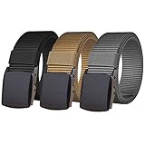 WYuZe 3 Pack Nylon Belt, 1.5' Wide No Metal Adjustable Tactical Military Men Belt Black Plastic...