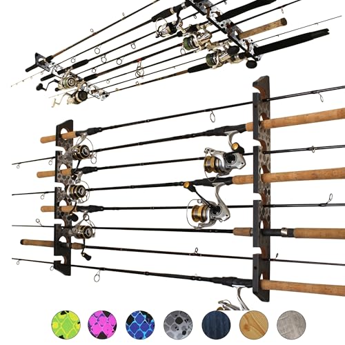 Rush Creek Creations Ceiling Fishing Rod Holder for 8 Rods, Garage Organization and Wall Storage, Horizontal Rack for Fishing Reels and Accessories -  38-4078