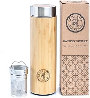 Original Bamboo Tumbler with Tea Infuser & Strainer by LeafLife | 17oz Premium