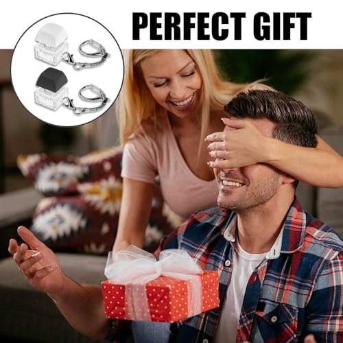 2 Stück Tastatur-Schlüsselanhänger, Spielzeug-Tastatur, Abnehmbarer Tastatur-Schlüsselanhänger, Relief-Spielzeug-Schlüsselanhänger (weiß + schwarz)