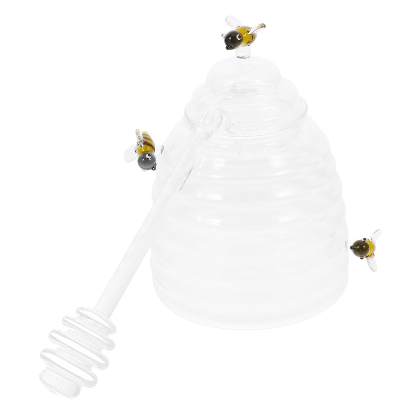 FUNOMOCYA 1Set Glass with Dipper Elegant Honey Dispenser for Syrup Storage Practical Kitchen Accessory Unique Design Enhances Home Decor for Honey Lovers