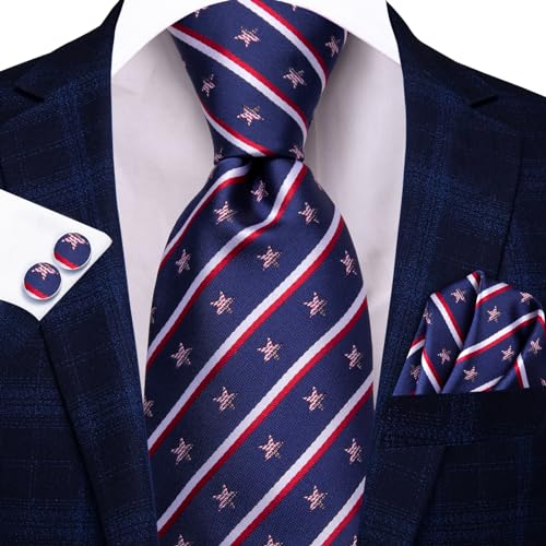 Image of Hi-Tie Men's Tie Sets Silk Paisley Striped Necktie Pocket Square Cuff-links Sets Wedding Business Holiday