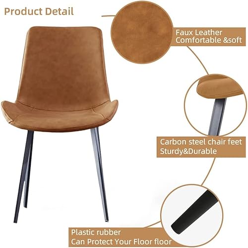 Hipihom Dining Chairs Set Of 2,Modern Kitchen & Dining Room Chairs,Upholstered Dining Accent Chairs In Faux Leather Cushion Seat And Sturdy Metal Legs(Brown) #TOP5