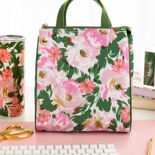 Image of kate spade new york Portable Soft Cooler Lunch Bag, Thermal Tote with Insulated Interior Lining and Storage Pocket, Lunch Tote for Women (Hidden Garden)