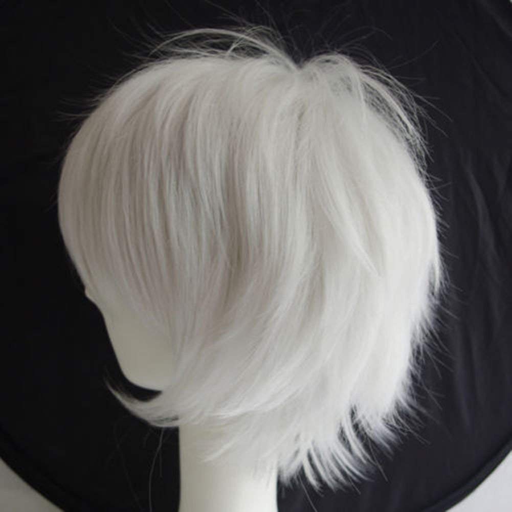 YEESHEDO Unisex Short Bob Anime Cosplay Wigs Full Natural Layer Straight Fluffy Hair Costume Party Fancy Dress Wig (White) - Image 4
