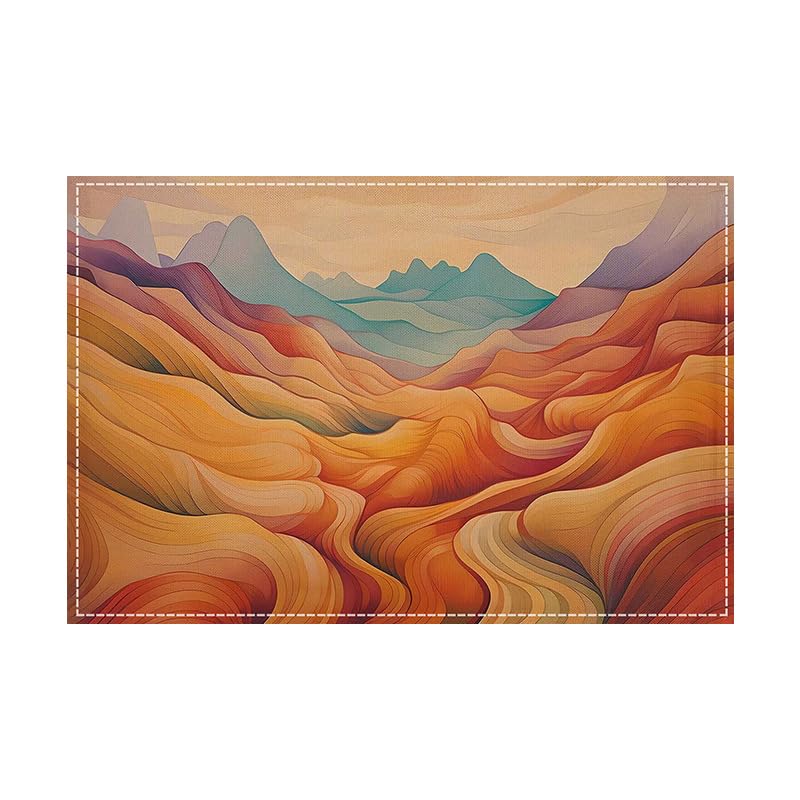 Manteles Individuales Paisaje Naranja Mantel Individual Tela Lino Lavable Individuales Mesa Resistente Calor Salvamanteles Engrosar Tapetes para Mesa 30x45cm 8 Pcs