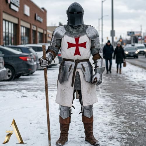 Image of AnNafi Barbuta Helmet Knight Templar Crusader Helmet | Black Wearable | Medieval LARP Sca Cosplay Armour Costume For Men