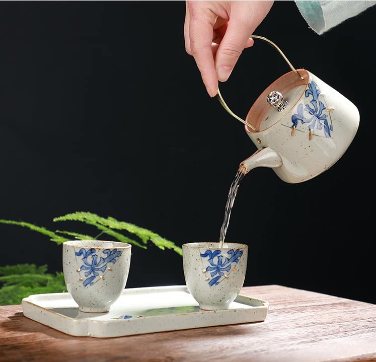 Ceramiczny zestaw filiżanek do herbaty z czajnikiem na popołudniową herbatę i podróż