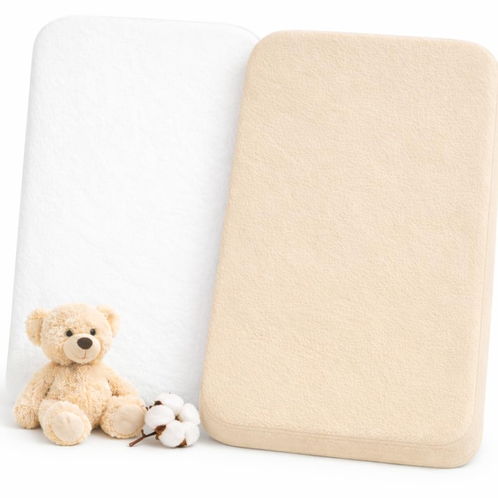 Lovely Hippo 2X Spannbettlaken 80 x 160 cm, 100% Baumwolle, Weich und Atmungsaktiv, für Bett 80 x 160 cm, ohne Chemikalien (Weiß/Vanille)