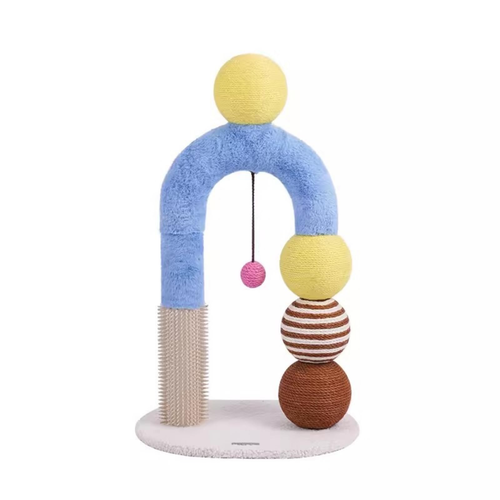 Tiragraffi per Gatti Colonna Tiragraffi con Arco Base Ovale Compatta Post Rivestito in Sisal Giocattolo Appeso per Struttura Multistrato in Pannello E Tubo Cartone Adatto a Casa Salotto