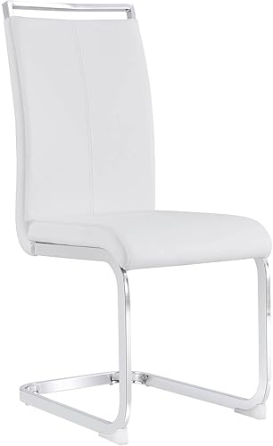 Dining Chairs Set of 4 Dining Room Chairs Modern Dining Chairs with Leather Upholstered and High Back Metal Chrome Legs Sillas De Comedor for Dining