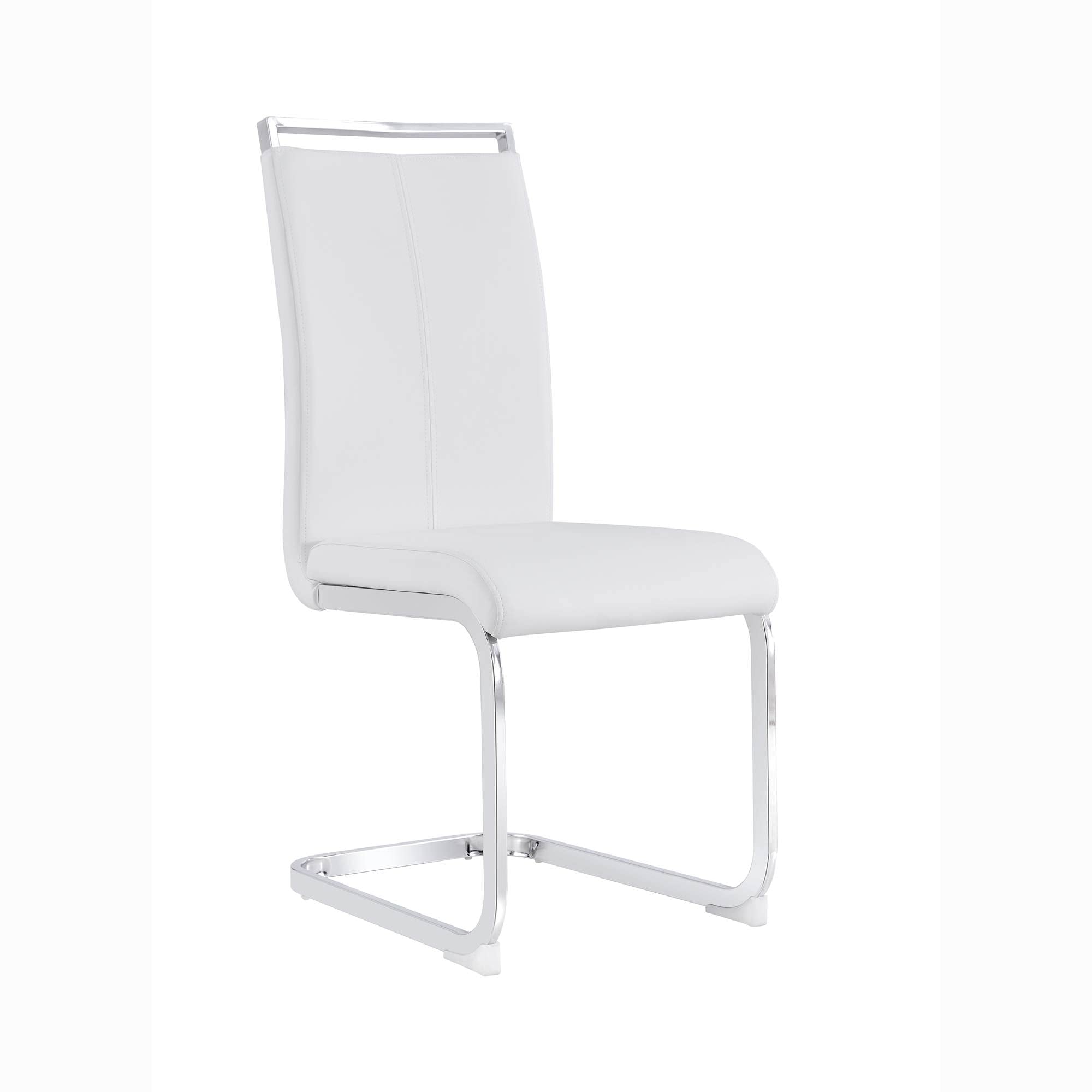 Merax Juego de 4 sillas de Comedor con Piel sintética de Poliuretano y Respaldo Alto, Estructura de Metal Cromado, Silla de Cocina Moderna, Silla tapizada para salón, Sala de conferencias, Color
