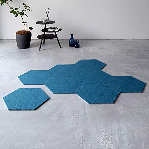 ホームタイルカーペット 【R-5004 43cm×50cm ターコイズ 8枚入】 日本製 防滑 防音 防炎 防ダニ スミノエ 『ロッカク』