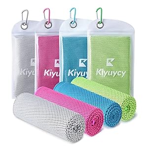 4 Pack Cooling Towel (40″x12″) for Sweat，Ice Towel Quick-Drying Neck Cooling Wraps, Soft Breathable Chilly Sports Towel for Yoga,Gym,Golf,Camping,Running,Fitness,Workout & More Activities