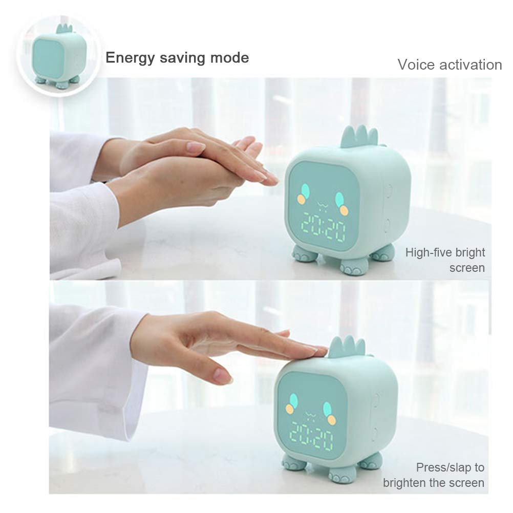 Reloj Despertador para niños, Lindo Reloj Despertador Digital de Dinosaurio para niños, Reloj de Noche, Entrenador de sueño para niños, luz de Despertador y luz de Noche, niños (Rosa)