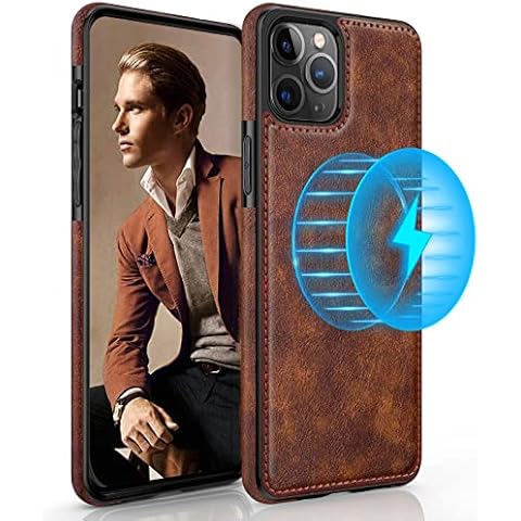 LOHASIC for iPhone 14 Pro Leather Case Compatible with Magsafe, Slim Luxury PU Non-Slip Grip Rugged Bumper Shockproof Full Body Protective Cover Phone Cases for iPhone 14 Pro 5G 6.1" (2022) - Brown Cover