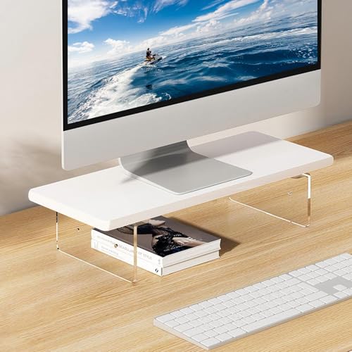 Soporte elevador para monitor de 2.16/3.34 pulgadas, 2 ajustes de altura, soporte acrílico con herramienta de instalación, organizador de escritorio, organizador de escritorio, estante de