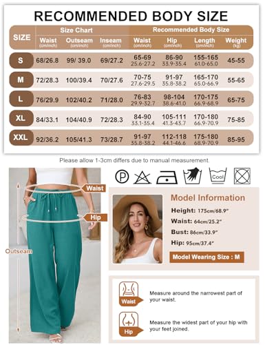 Image of Linen Pants for Women Flowy Palazzo Pants Boho High Waist Wide Leg Trousers Summer Beach Vacation Outfits 2026