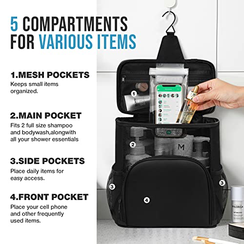 Portable Shower Caddy Toiletry Organizer - Hanging Toiletry Bag Mesh Shower Caddy Tote Bag, Shower Bag With Phone Holder Quick Dry For College Dorm Gym Camp(Black) #TOP3