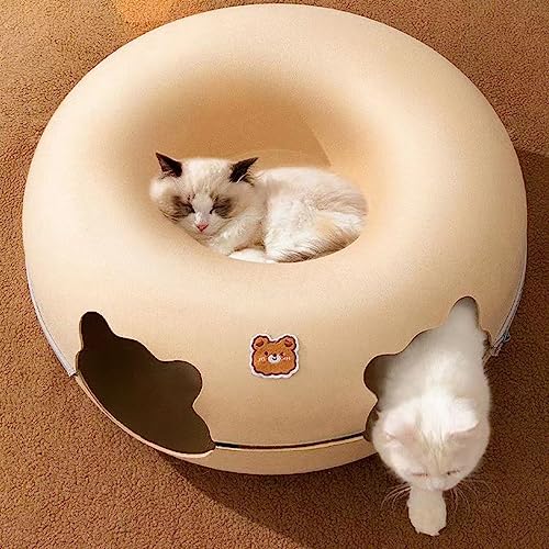 Peekaboo Cat Cave, 2023 Nova cama túnel de feltro, brinquedo túnel donut para gatos de interior, uni