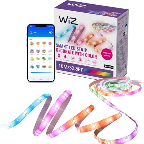 WiZ, Ruban LED Connecté, 10 Mètres, 16 millions de couleurs et nuances de blanc, avec détecteur de mouvement, Contrôle possible par la Voix, App, Alexa, Google Assistant et Apple HomeKit
