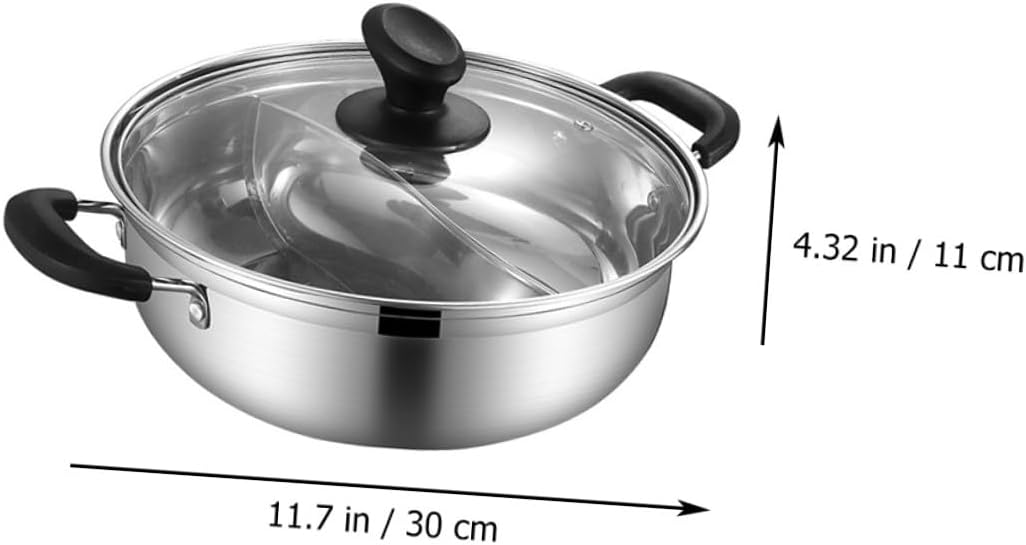 Mikinona 1pc Stainless Steel Hot Pot Lid Double-sided Design for Induction Gas Electric Stoves Practical Cooking Container for Gatherings