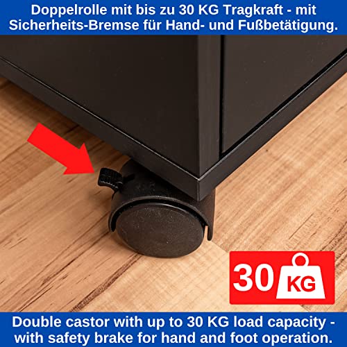 Furniture castor set, 4 pieces, in black, diameter 50 mm castor, 64 mm total height - Image 4