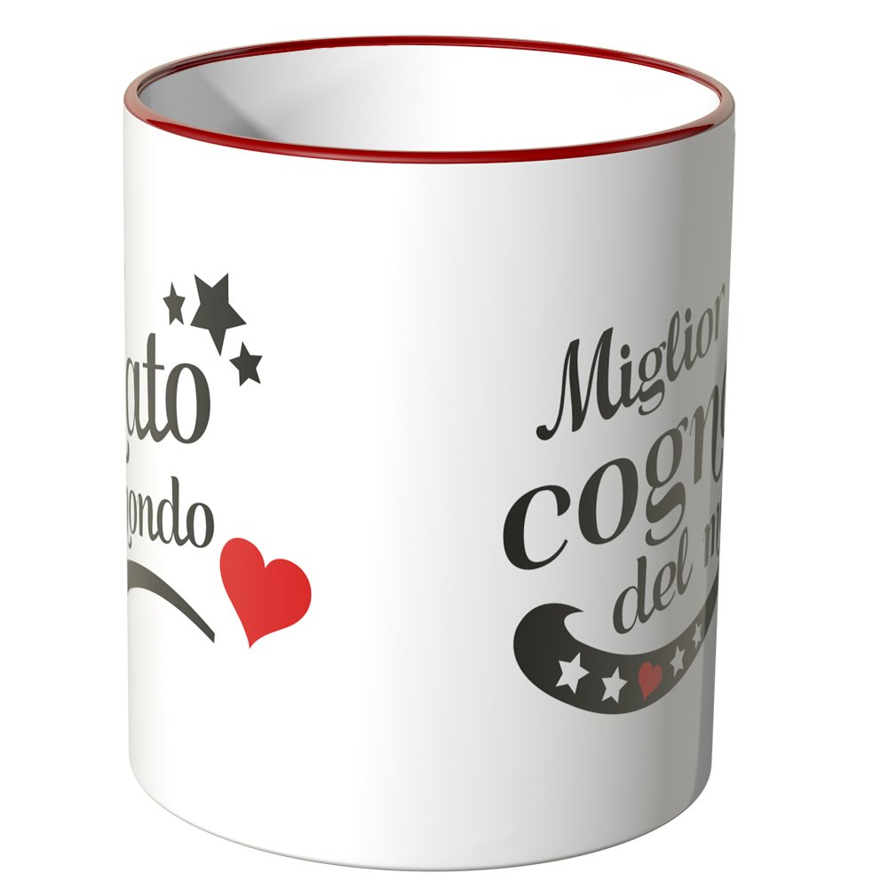 Miglior Cognato mai sottobicchieri a forma di tazza lucida - blu/rosso