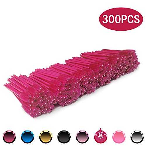 300Pcs Disposable Eyelash Mascara Wands Brushes Cosmetic Eyelash (300 PCS, Full rose)