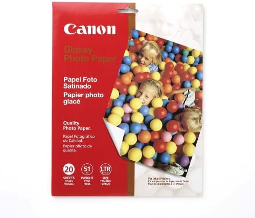 Canon Papel fotográfico brillante de 8.5 x 11 pulgadas, 20 hojas (9157A008)