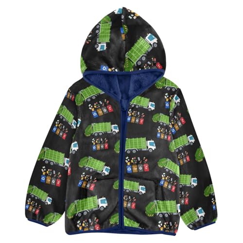 Image of Boys Fleece Jacket Hooded Autumn Winter Long Sleeve Thick Warm Outerwear;3-10 Years Kids Cute Fuzzy Jacket