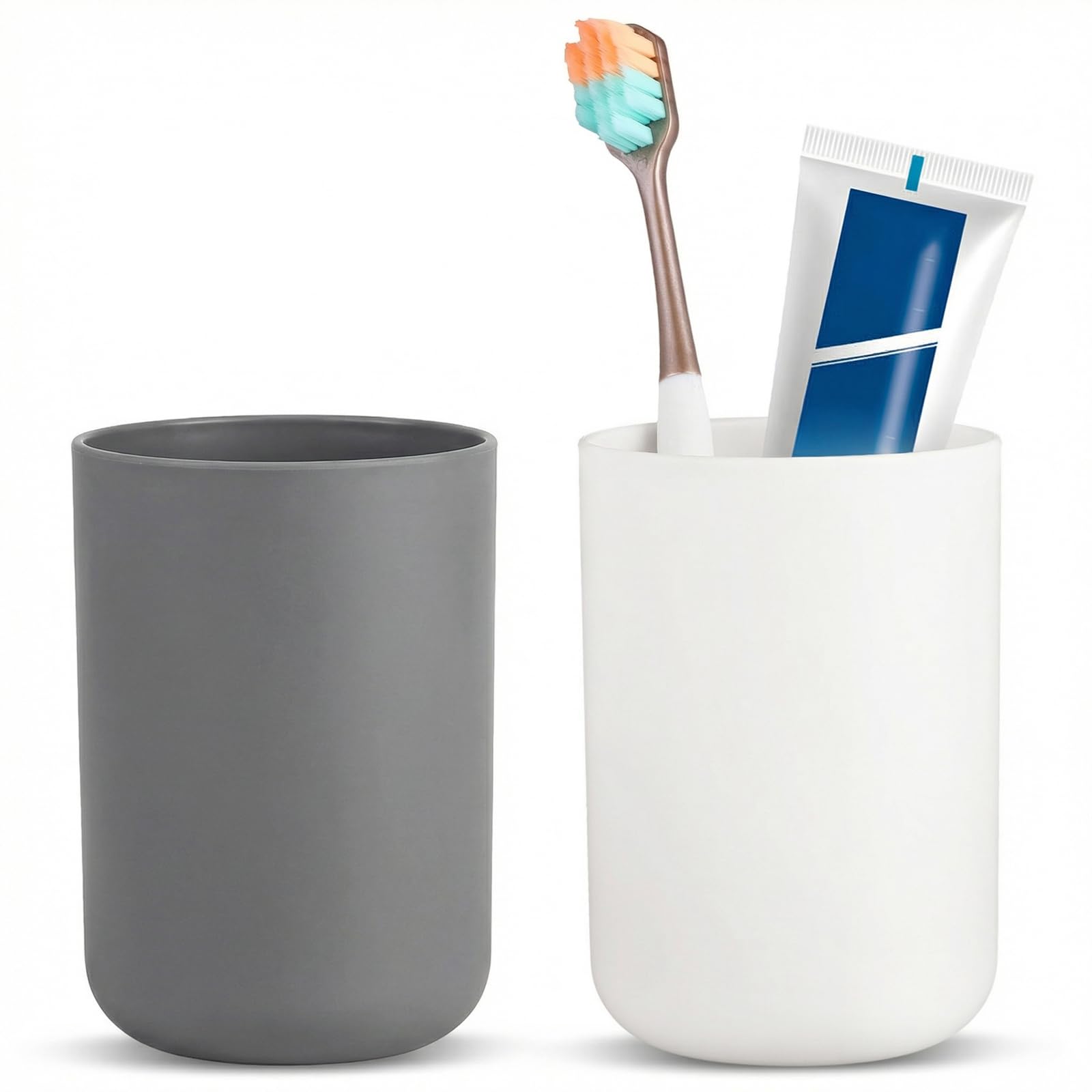 YUXIANLB 2Pcs Bathroom Plastic Tumbler, Unbreakable Dishwasher Safe Drink Cup, Plastics Toothbrush Cup Tumbler 300ml, Mouthwash Cups, Plastic Easy to Clean Bathroom Cup