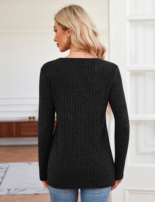 Jerséis para Mujer Sudaderas Tops de Manga Larga Cuello Redondo Suéter Ligero Camisetas de Manga Larga Informal Suaves Túnicas Pullover para Otoño Invierno