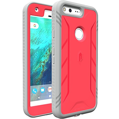Google Pixel Case, POETIC Revolution Series [Premium Rugged][Shock Absorption & Dust Resistant][Heavy Duty] Complete Protection Hybrid Case w/Built-in Screen Protector for Google Pixel (2016) Pink